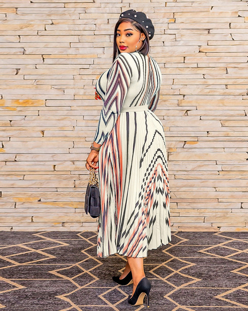 Mock Neck Pleated Maxi Dress