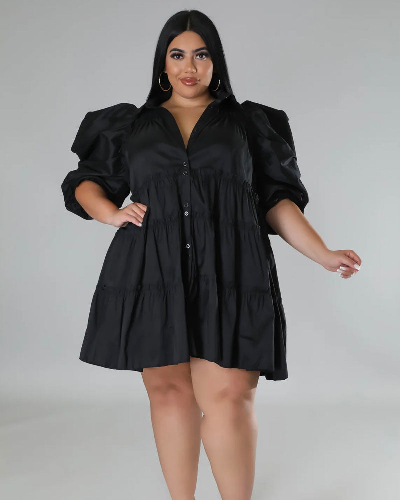 Angel Puff Sleeve Babydoll Dress