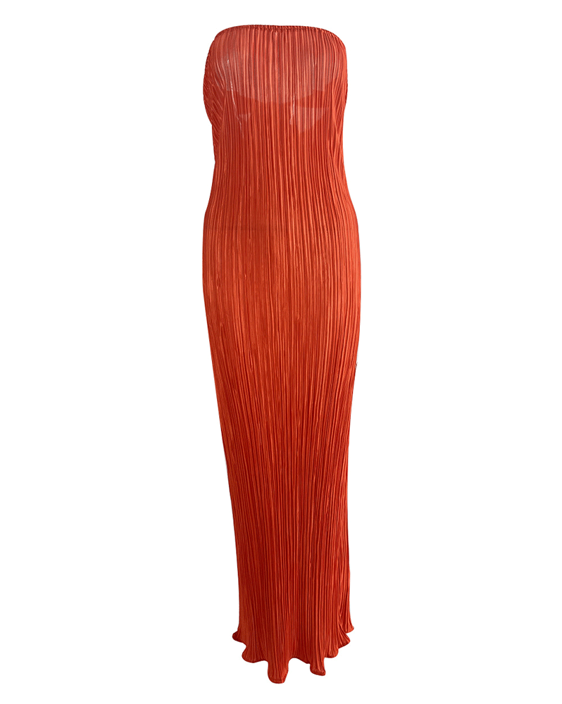 Tie Back Strapless Maxi Dress