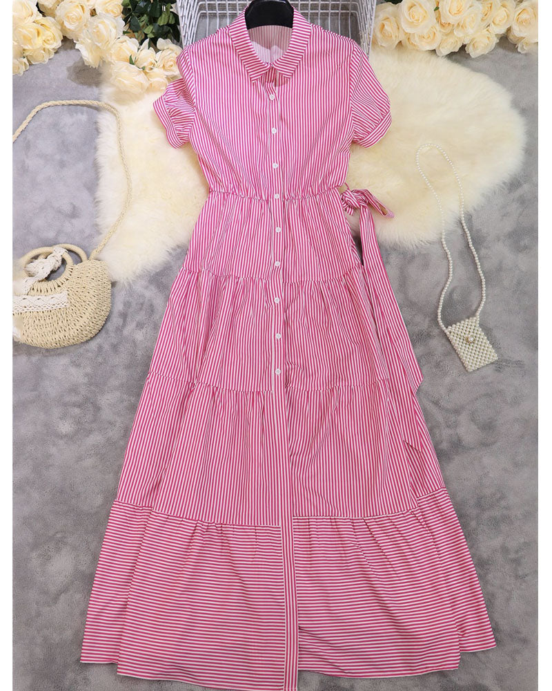 Tiered Striped Maxi Dress