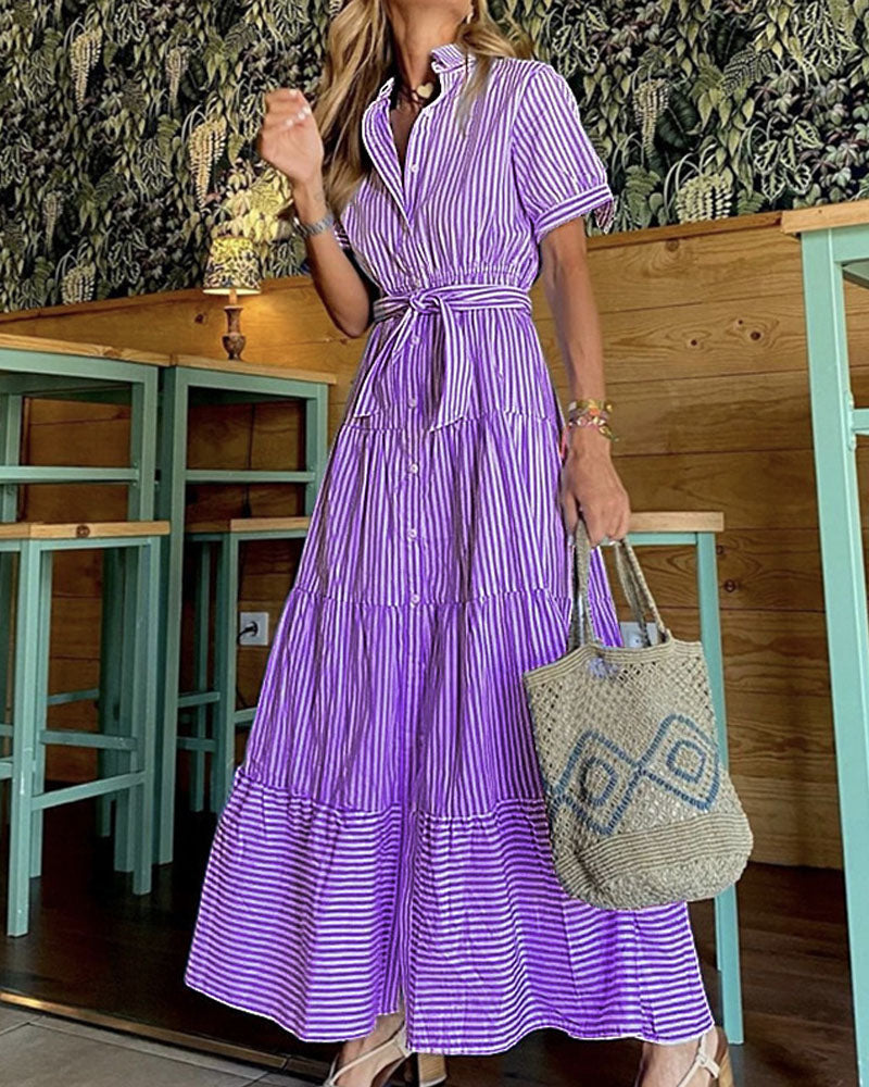 Tiered Striped Maxi Dress